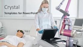  Presentation with laser - PPT theme enhanced with cosmetologist-working-on-laser-machine background and a light gray colored foreground