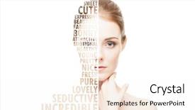  Presentation with mosaic - PPT theme consisting of cosmetology - portrait of young and healthy background and a sky blue colored foreground