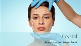  Presentation with surgical gloves - Cool new slide set with cosmetology-plastic-surgery-and-beauty backdrop and a sky blue colored foreground