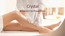  Presentation with beautician - Presentation design with cosmetology services - beautician waxing female legs background and a lemonade colored foreground