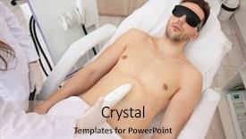  Presentation with beauty salon - Slide deck with cosmetology services - handsome man getting laser epilation background and a coral colored foreground