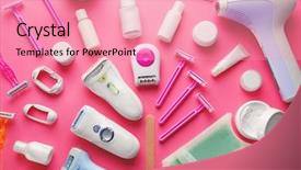  Presentation with hair color - Presentation design having cosmetology services - set for hair removal background and a coral colored foreground