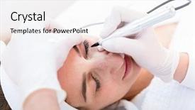  Presentation with indian woman face beauty - Colorful slide deck enhanced with cosmetology services - woman getting eyebrow treatment backdrop and a  colored foreground