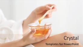  Presentation with wax - Colorful presentation enhanced with cosmetology services - woman holding bowl with hot backdrop and a  colored foreground