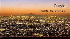  Presentation with mountain view - Audience pleasing presentation consisting of cosmo - tokyo city aerial view backdrop and a coral colored foreground