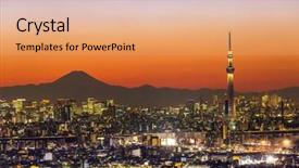  Presentation with mountain view - Colorful slides enhanced with cosmo - tokyo city aerial view backdrop and a coral colored foreground