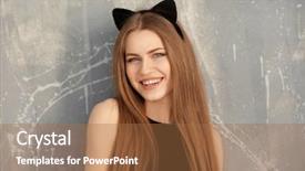  Presentation with ears - Audience pleasing slides consisting of cosplay - beautiful young woman with cat backdrop and a coral colored foreground