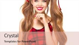  Presentation with nail art - Presentation theme consisting of cosplay - beauty surprised fashion model girl background and a coral colored foreground