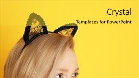  Presentation with ears - Slide set with cosplay - young woman in cat ears background and a  colored foreground
