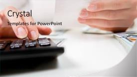  Presentation with money notes - PPT theme enhanced with cost account - savings finances economy and home background and a lemonade colored foreground