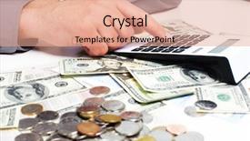  Presentation with cost - Audience pleasing slide set consisting of cost accounting - hand with a calculator money backdrop and a coral colored foreground