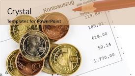  Presentation with benefit - Beautiful PPT layouts featuring cost benefit - bank statement and some coins backdrop and a yellow colored foreground