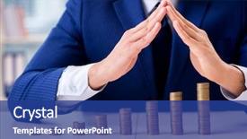  Presentation with benefit - PPT layouts enhanced with cost benefit - businessman with stacks of coins background and a ocean colored foreground