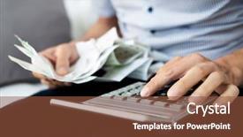  Presentation with benefit - Theme having cost benefit - closeup of a young caucasian background and a tawny brown colored foreground