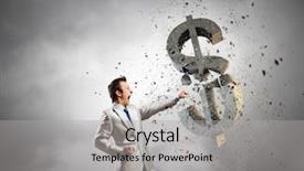  Presentation with ancient symbol writings - PPT theme enhanced with cost down - businessman breaking stone dollar symbol background and a light gray colored foreground