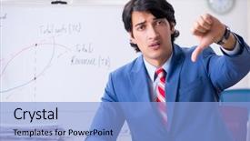  Presentation with abstract chart business - Audience pleasing theme consisting of cost down - busy businessman explaining business charts backdrop and a light blue colored foreground