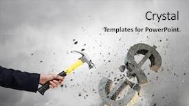  Presentation with dollar sign - PPT theme having cost down - close up of female hand background and a light gray colored foreground