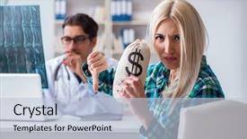  Presentation with healthcare - Cool new theme with cost down - concept of expensive healthcare backdrop and a  colored foreground