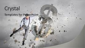  Presentation with financial crisis - Slide deck featuring cost down - financial crisis concept background and a light gray colored foreground