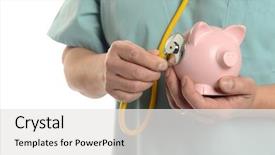  Presentation with health cost - Cool new slide deck with cost health - close up of doctor backdrop and a white colored foreground