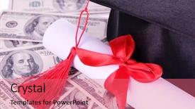  Presentation with scroll - Audience pleasing slide deck consisting of graduation hat and scroll backdrop and a coral colored foreground