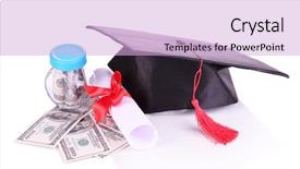  Presentation with scroll - Slide set featuring graduation hat money and scroll background and a lavender colored foreground