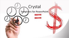  Presentation with time money - Slide deck featuring cost management - hand with marker writing time background and a white colored foreground