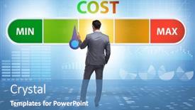  Presentation with cost - Colorful presentation theme enhanced with cost-management-concept-with-businessman backdrop and a teal colored foreground