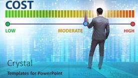  Presentation with cost - Cool new PPT layouts with cost-management-concept-with-businessman backdrop and a teal colored foreground