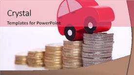  Presentation with car parking lot - Colorful theme enhanced with cost money - red car over a lot backdrop and a coral colored foreground