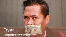  Presentation with protest - PPT theme with free cost saving - male model wears a one background and a coral colored foreground