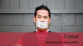  Presentation with cost - Presentation theme enhanced with free cost saving - man with a one dollar background and a red colored foreground