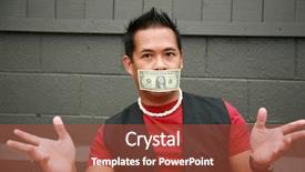  Presentation with cost - Colorful slides enhanced with free cost saving - man with a one dollar backdrop and a red colored foreground