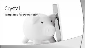  Presentation with piggy bank - Slide deck having economics free economy - white piggy bank with mobile background and a white colored foreground