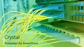  Presentation with cost - Theme having cost serve - closeup of network hub background and a mint green colored foreground