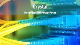  Presentation with network cabling - PPT layouts with cost serve - fiber optical network hub background and a teal colored foreground