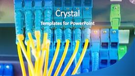  Presentation with optical communication - Cool new PPT theme with cost serve - optical fiber communication distribution point backdrop and a teal colored foreground