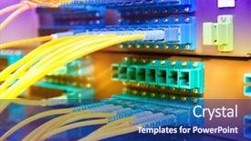  Presentation with optical communication - Slides enhanced with cost serve - optical fiber communication distribution point background and a navy blue colored foreground