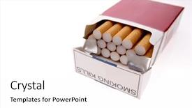  Presentation with cigarettes - Cool new presentation design with cost smoking - cigarettes in pack isolated backdrop and a  colored foreground