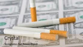  Presentation with cigarettes - Cool new presentation theme with cost smoking - cigarettes laying on american money backdrop and a  colored foreground