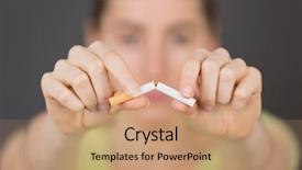  Presentation with crushing - Presentation theme enhanced with cost smoking - hand crushing cigarette background and a coral colored foreground
