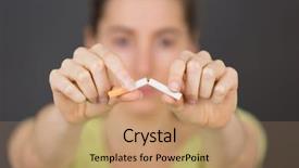  Presentation with cost - Theme consisting of cost smoking - woman breaking a cigarette background and a  colored foreground