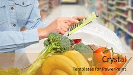  Presentation with cost - Presentation theme having cost weight - woman hands with grocery receipt background and a gold colored foreground