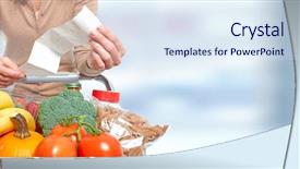  Presentation with online grocery shopping - Presentation theme featuring cost weight - woman with grocery receipt background and a sky blue colored foreground