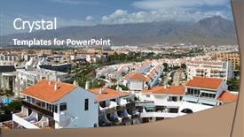  Presentation with island resort - Theme enhanced with costa adeje resort tenerife island canaries background and a seafoam green colored foreground