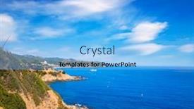  Presentation with spain - Beautiful presentation design featuring costa-brava-beach-lloret-de backdrop and a light blue colored foreground