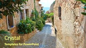  Presentation with stone masonry - Presentation theme consisting of costa brava of catalonia masonry background and a tawny brown colored foreground