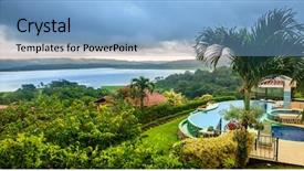  Presentation with costa rica - Presentation theme consisting of costa rica and a lodge background and a light blue colored foreground