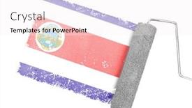  Presentation with paint roller - Cool new slide deck with costa rica national flag backdrop and a sky blue colored foreground