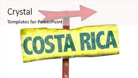  Presentation with costa rica - Slide deck having costa rica sign isolated background and a sky blue colored foreground
